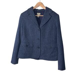 VTG LL Bean Women's Wool Silk Blazer Academia Equestrian Jacket Flecked Blue M